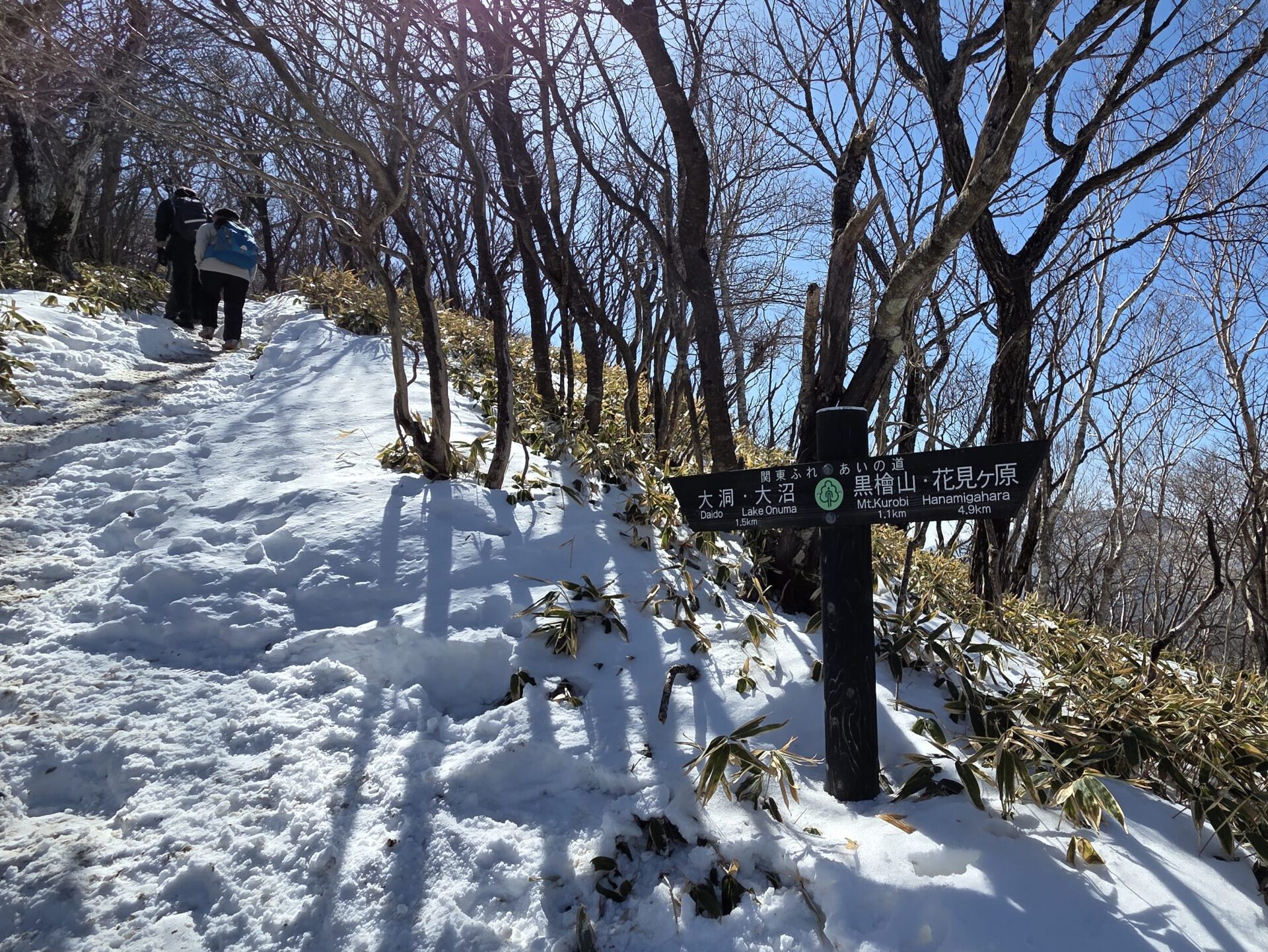 黒檜山〜駒ヶ岳 登山道の雪の状態