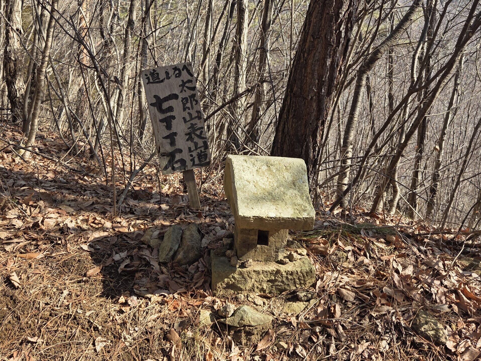 太郎山登山道、七丁丁石。